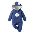 thumbnail image 3 of THDHVS Newborn Boy Clothes,Newborn Boys Girls Jumpsuit Hooded Soft Rompers Long Sleeve Outwear Outfits Dark Blue, 3 of 5