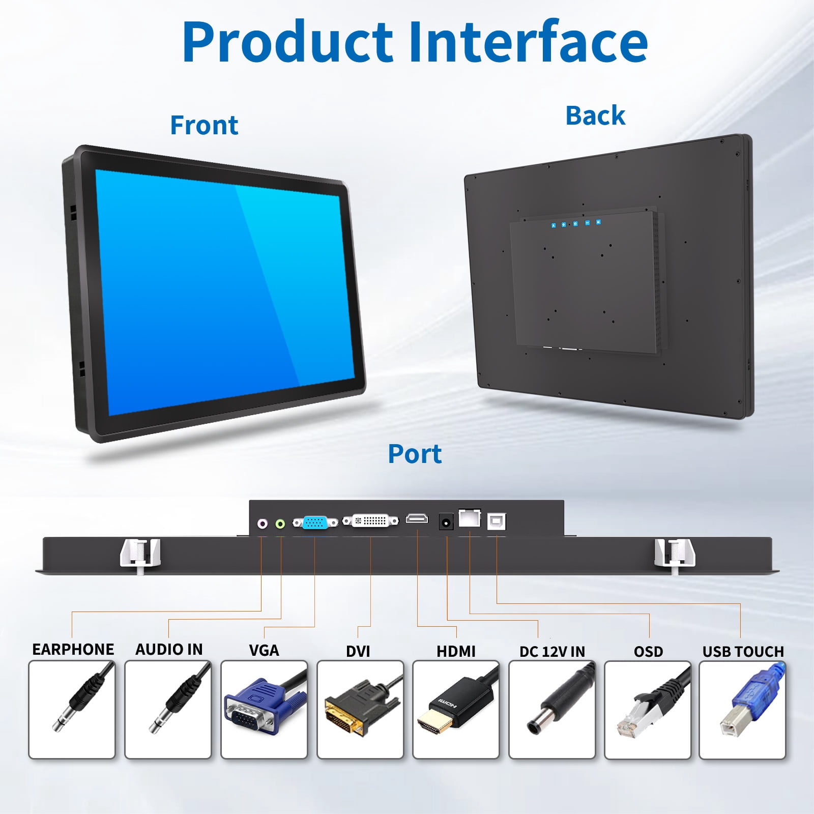 LMENGER 19 Inch Industrial Touch Screen Monitor, 10 Points Touch, Ratio 5:4 Capacitive PCAP Display, 1280 x 1024 R, Active Matrix TFT LCD, LED Backlight, VGA, DVI, HD-MI Ports