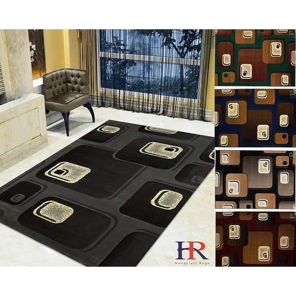 Handcraft Rugs - Gray/ Black/ Ivory/ Modern Contemporary Geometric Pattern Style Area Rug (Approximately 8 by 10)