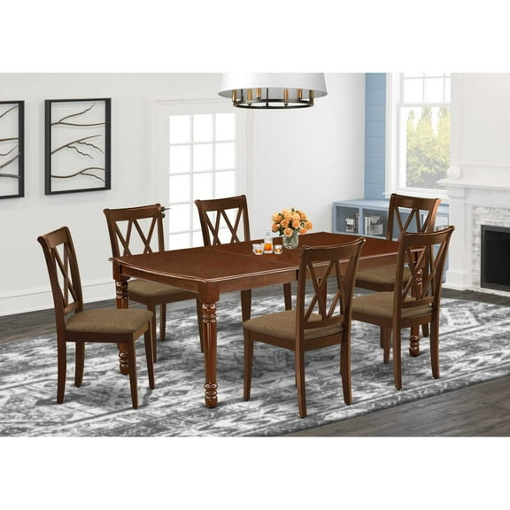 East West Furniture Dining Room Set Mahogany, DOCL7-MAH-C