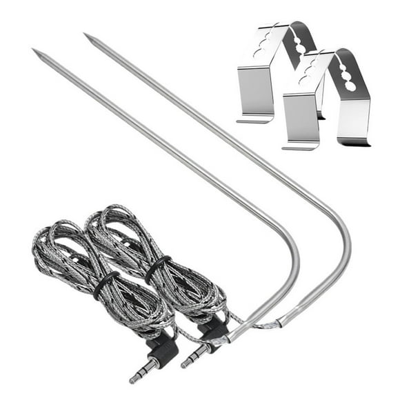 MYG for Traeger Grills Wood Pellet Oven Meat Probe PT1000 2-Pack, High-Temperature Resistant, Waterproof, Digital Thermostat Probe for BBQ Grills, Stainless Steel, Grey