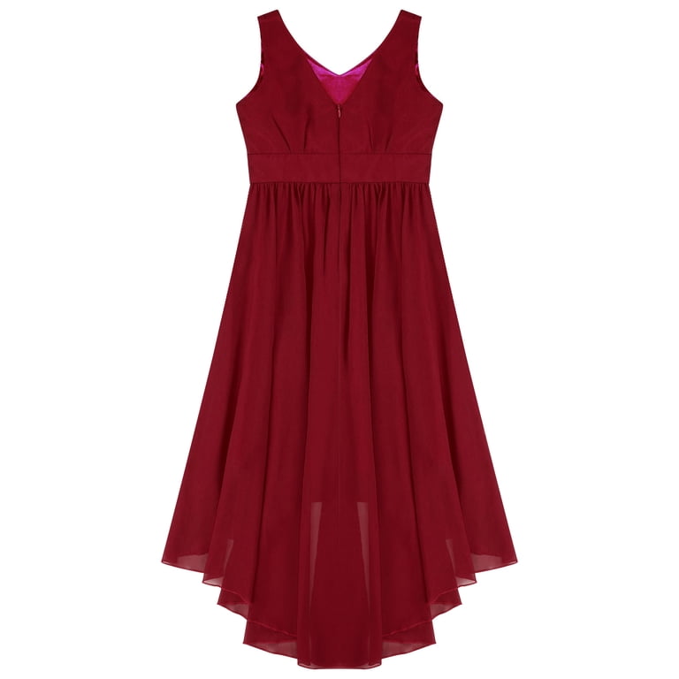 burgundy childrens bridesmaid dresses A-Line Spaghetti Straps Long Satin Junior Bridesmaid Dresses