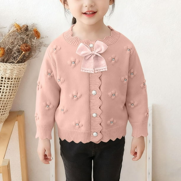 Suéter abrigo cárdigan de niña suéter de punto suéter de solapa grande suéter para niños chaqueta suéter para niños parte superior de poliéster