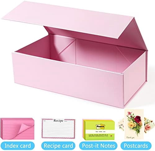 Quivanta 3x5 Index Card Holder Pink Card File Box Organizer, Hold 1200 3x5-Inch Flash Cards- 1 Pack Pink
