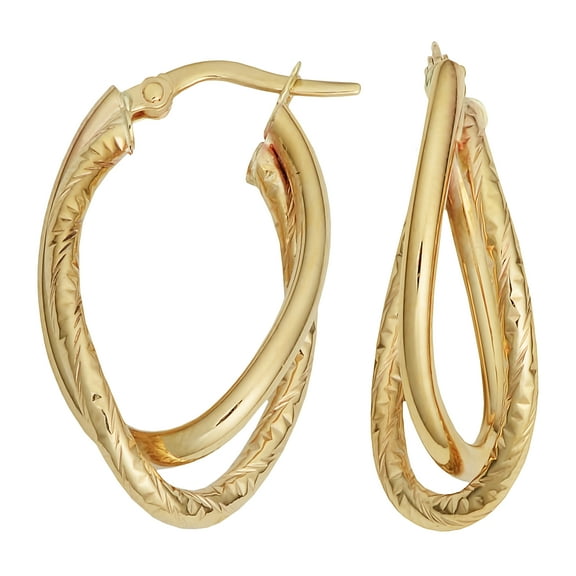KoolJewelry 14k Yellow Gold Double Oval Hoop Earrings