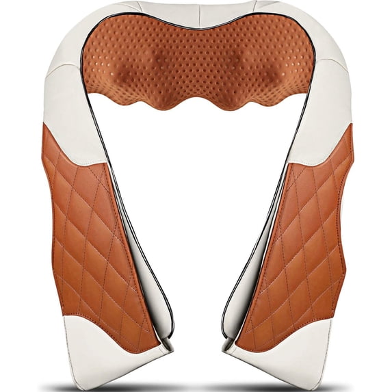 Open Box MagicMakers Electric Shiatsu Neck and Shoulder Massager with Heat – Deep Kneading Massage for Relaxation, Brown