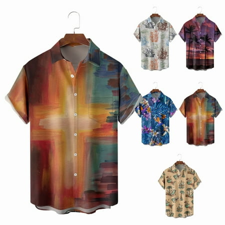 

Boys Collared Button Down Hawaii Shirts Regular Vacation Tops for Boys 5-14 Years