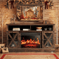 thumbnail image 3 of Electric Fireplace TV Stand for 75 inch TVs Farmhouse TV Console with 23″ Fireplace, Vintage Brown, 3 of 11