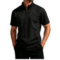 thumbnail image 3 of Short Sleeve Sweatshirts for Men Quarter Zip Mock Neck Sweatshirt Relaxed Fit Casual Pullover Tee Top with Pocket, 3 of 7