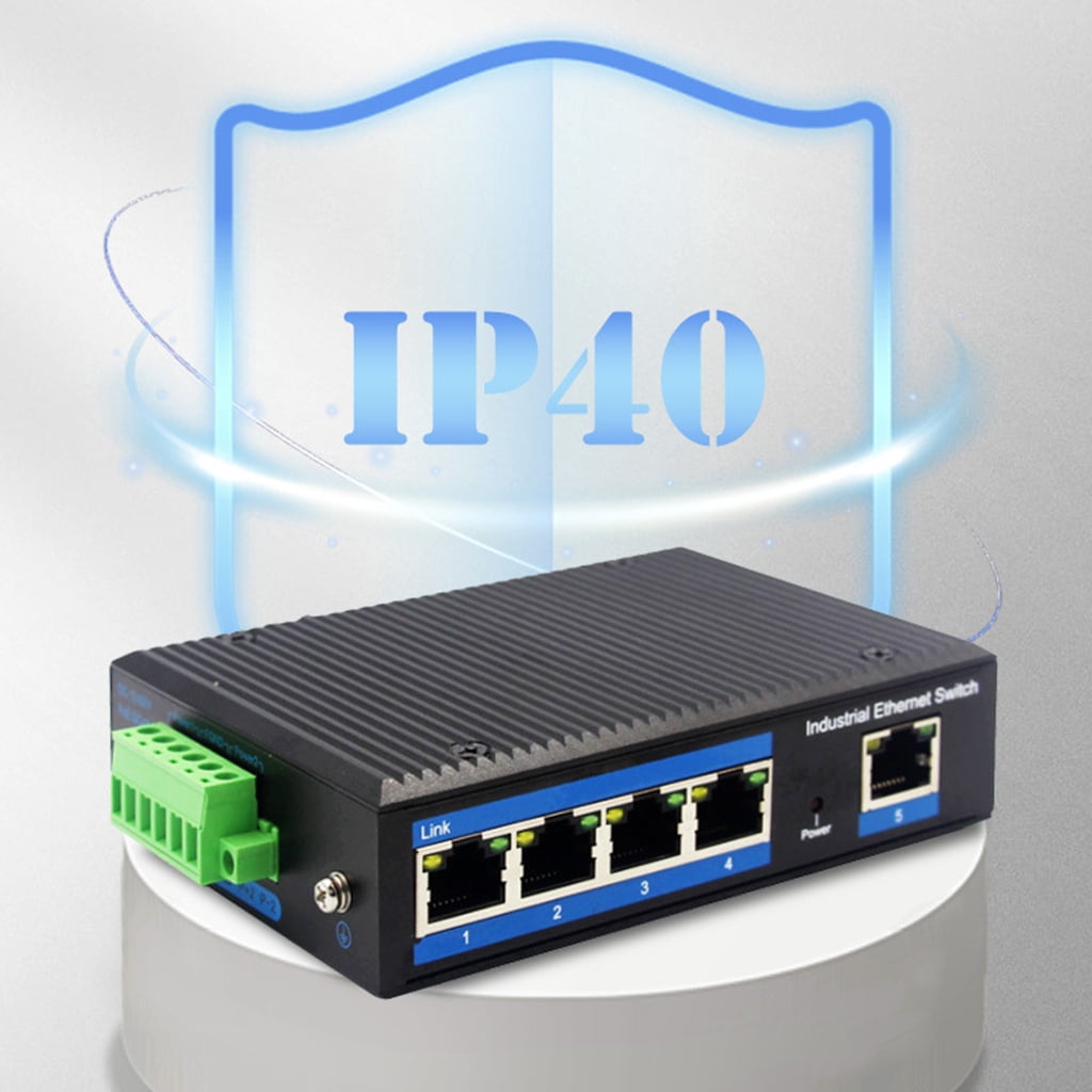 5 Port Networking Switcher DIN Rail Mount Industrial Protections For Offices Home
