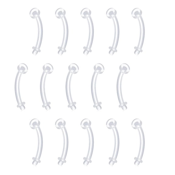 16G Clear Flexible Plastic Daith Rook Earrings Eyebrow Rings Curved Barbells Belly Piercing Retainers 15PCS
