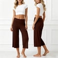 thumbnail image 2 of ibiyuan Women Pants High Waisted Women's Palazzo Pants Flowy Women Trousers Drawstring Lounge Pants for Women Spring Fashion Beach Bottoms, 2 of 9