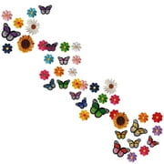 Butterfly Flower Patch DIY Clothes Decors Mini Floral Appliques Decorations Repair Polyester 168 Pcs