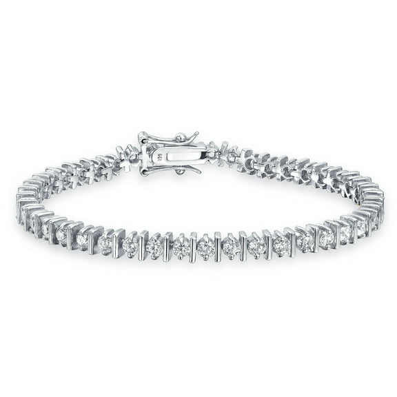 Bling Jewelry Womens 10CT CZ Solitaire Tennis Bracelet Cubic Zirconia .925 Sterling Silver 7 Inch