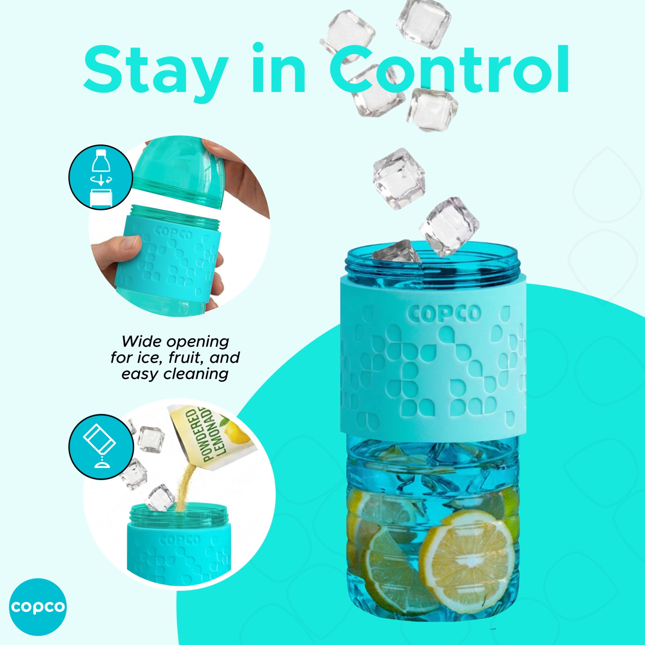 Copco Hydra 16.9 oz Water Bottle, Set of 2 - Aqua & Mint, Aqua/Mint
