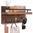thumbnail image 1 of Llavero de pared OurWarm con 5 ganchos para llaves, color marrón, 1 of 7