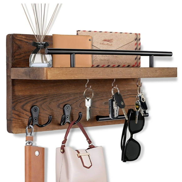Llavero de pared OurWarm con 5 ganchos para llaves, color marrón