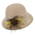 thumbnail image 3 of Sombrero de terre Mujer Hecho de Paja Gorro de Hongo Floral para Playa Viaje Beige, 3 of 8