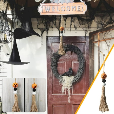 

KKCXFJX Halloween Decoration Pendant Wood Bead Tassel Pendant Living Room Background Wall Room Pendant Jewelry