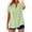 Mint Green, variant on Ohufal Womens Plus Size Cotton Linen Shirts Fashion Casual Solid V Neck Buttons Short Sleeve Tunic Blouse Summer Tops for Women Casual Tops