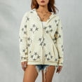 thumbnail image 2 of Women Long Sleeve Hoodie Jacket, Star Pattern Vintage Streetwear Zipper Down Clothes, 2 of 9