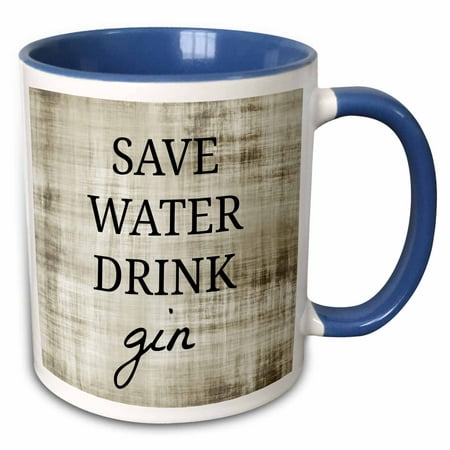 3dRose Save water drink gin - Two Tone Blue Mug,