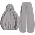 thumbnail image 3 of ShomPort Sweatsuit for Women Fall 2 Piece Outfits Long Sleeve Hoodie Sweatshirts and Wide Leg Joggers Tracksuit Sets, 3 of 6