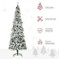 thumbnail image 4 of HOMCOM 7.5 Ft Snow Flocked Pencil Artificial Christmas Tree, Auto Open, 4 of 9