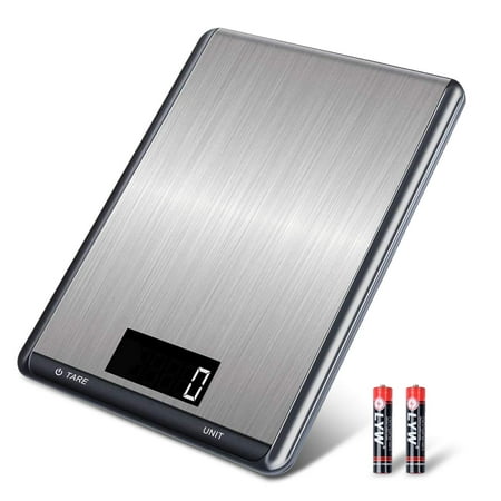 Axidou Digital Kitchen Scale, 11lb/5kg Stainless Steel Electronic Food Scale, Waterproof and Tare Function, Large LCD Display