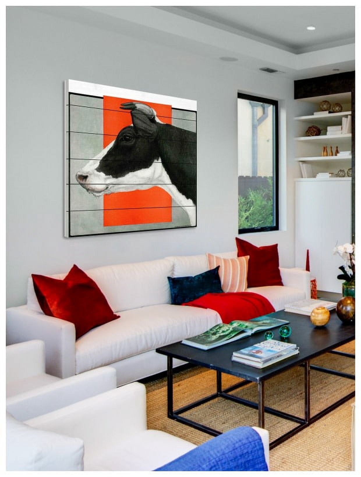 Marmont Hill "Journal Cow BW" Painting Print on White Wood