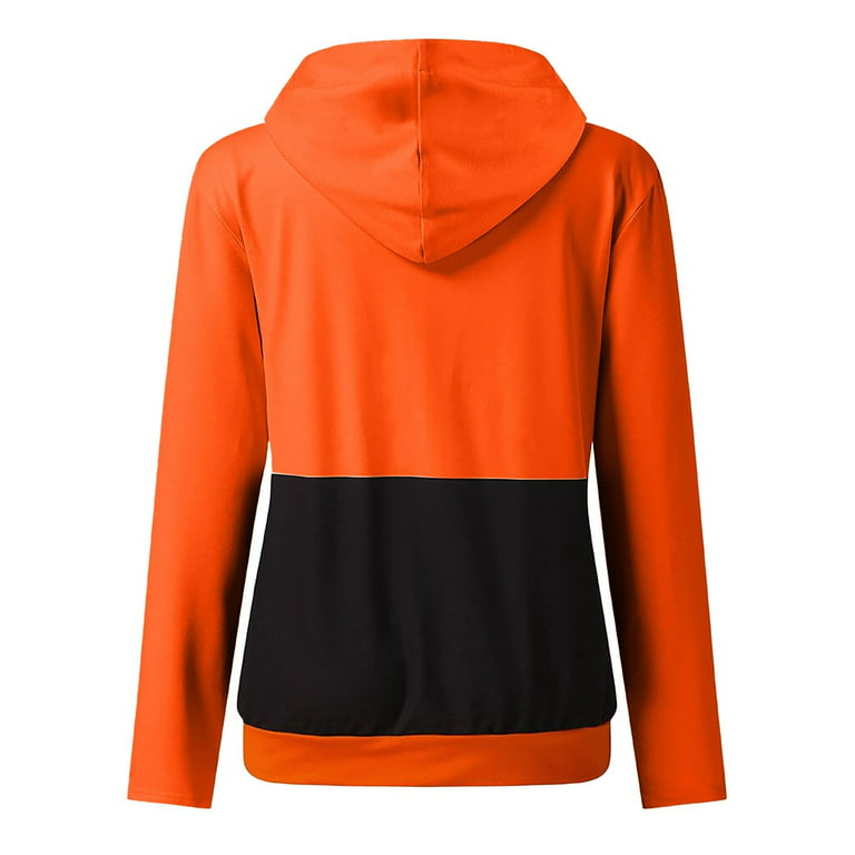 female orange hoodie outfit