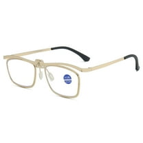 Men Gold Business Anti-blue Light Reading Gasses 2.50 Folding Flip-up Square Metal Readers 2.50
