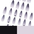 thumbnail image 2 of Gradient Black to Gray Ombre Press on Nails, Long Stiletto Glitter Rhinestone Accent Glossy False Nails, 24 Count, 2 of 7