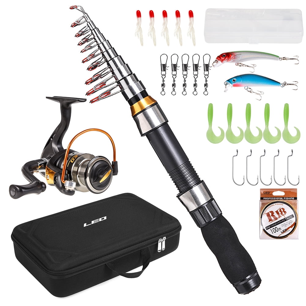Details about   Fishing Rod Sea Fresh Telescopic With Spinning Reel Pole Combos Baits Hooks Kit 