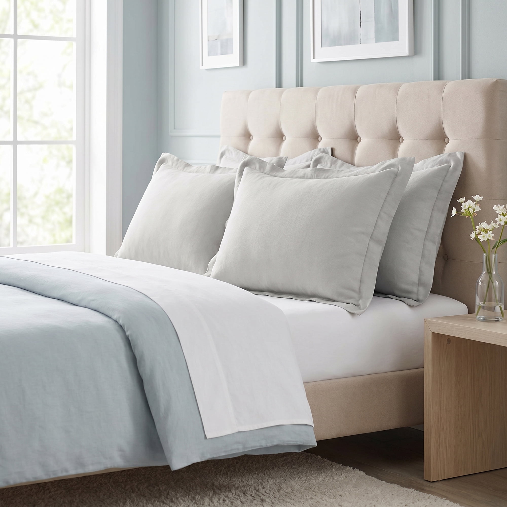 Unique Bargains Silk Pillowcase Set Smooth Cooling Envelope Closure Light Gray