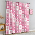 thumbnail image 4 of Cute Retro 70s Window Drapes & Treatment, Vintage Check Floral Cafe Rod Pocket Curtains 2 Panels, Kitchen Dining Room Curtains Do Not Fade Pattern Clear for Living Room Bedroom Office-W84xL84in, 4 of 6