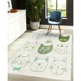 thumbnail image 4 of Cat Decorative Rug, Pets Moustache Bow Tie Hat Crown Fluffy and Fish Humor Faces Graphic, Quality Carpet for Bedroom Dorm and Living Room, 6 Sizes, Almond Green, by Ambesonne, 4 of 4