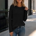 thumbnail image 6 of Women's Waffle Knit Top Crew Neck Long Sleeve Casual Pullover Blouse, 6 of 9