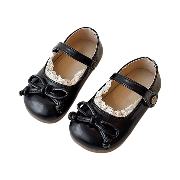 GJSYRH Toddler Girls Classic Oxford Shoes Princess Dress Mary Jane Party Bowknot Flats School Uniform Shoes Black 4.5-5 Years
