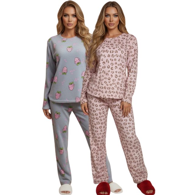 Set De 2 Pijamas Afelpadas Mujer Unitalla Polar Pantalón Sudadera Ropa Invierno