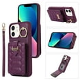 thumbnail image 1 of Nalacover for iPhone 11 Ring Holder Crossbody Wallet Case with Credit Card Slots, Lanyard Shoulder Strap Premium PU Leather Wrist Hand Strap Cover with Kickstand for iPhone 11,Deeppurple, 1 of 11