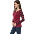 thumbnail image 4 of Unique Bargains Women's Striped Raglan Long Sleeve V Neck T-shirt, 4 of 6
