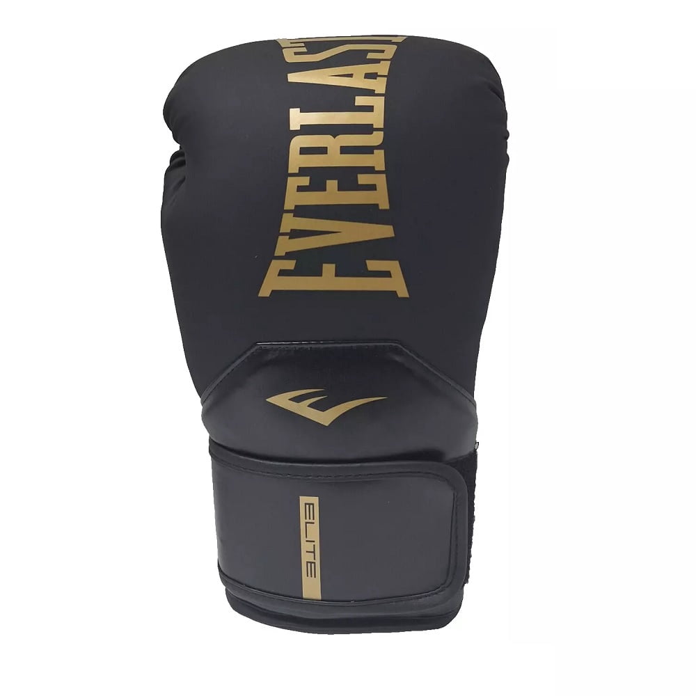 Everlast Elite 2 Boxing Gloves, Black/Gold 12 oz.