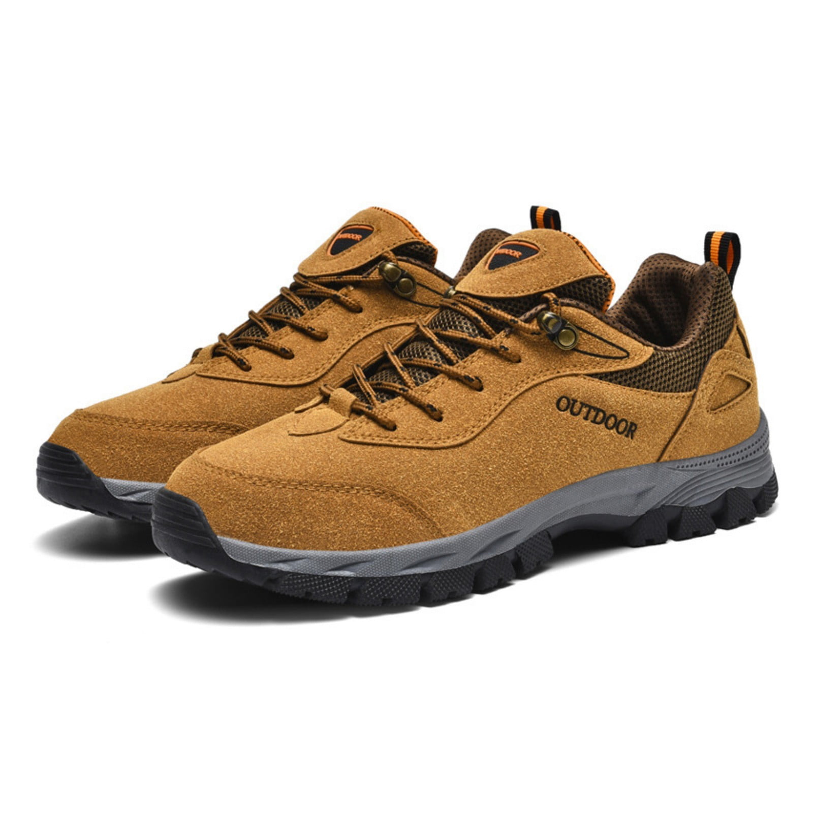 XIMIN Men's Suede Low-Top Hiking Sneakers Hiking Walking Shoes Extra Wide Lightweight Outdoor Cushion Sneakers Non-Slip Running Trekking Shoes