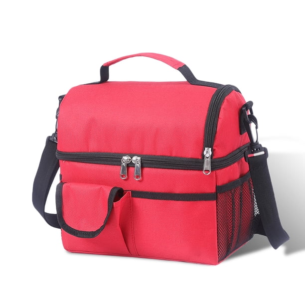 Bolsa de transporte de alimentos reutilizable Aislamiento térmico Refrigerador de doble capa Saco Capacidad de gran capacidad Organizador de asas en casa Rojo al aire libre Inevent HA010463-03