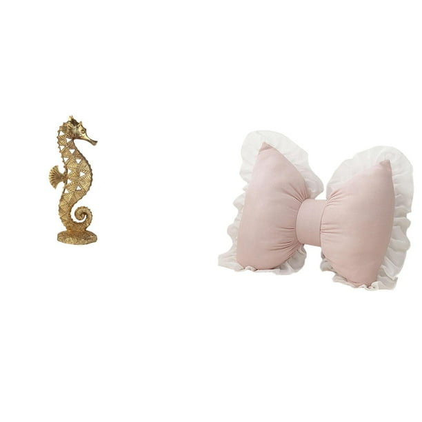 Estatua de resina,Estatua de resina para decoración del hogar,manualidades,oro,Cojín con lazo bonito,Almohada con forma de lazo,bonito cojín decorativo con lazo,Funda de almohada con lazo