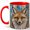 Red, variant on Jeweled Fox Coffee Mug, Woodland Fox Mug, Ceramic 11 oz