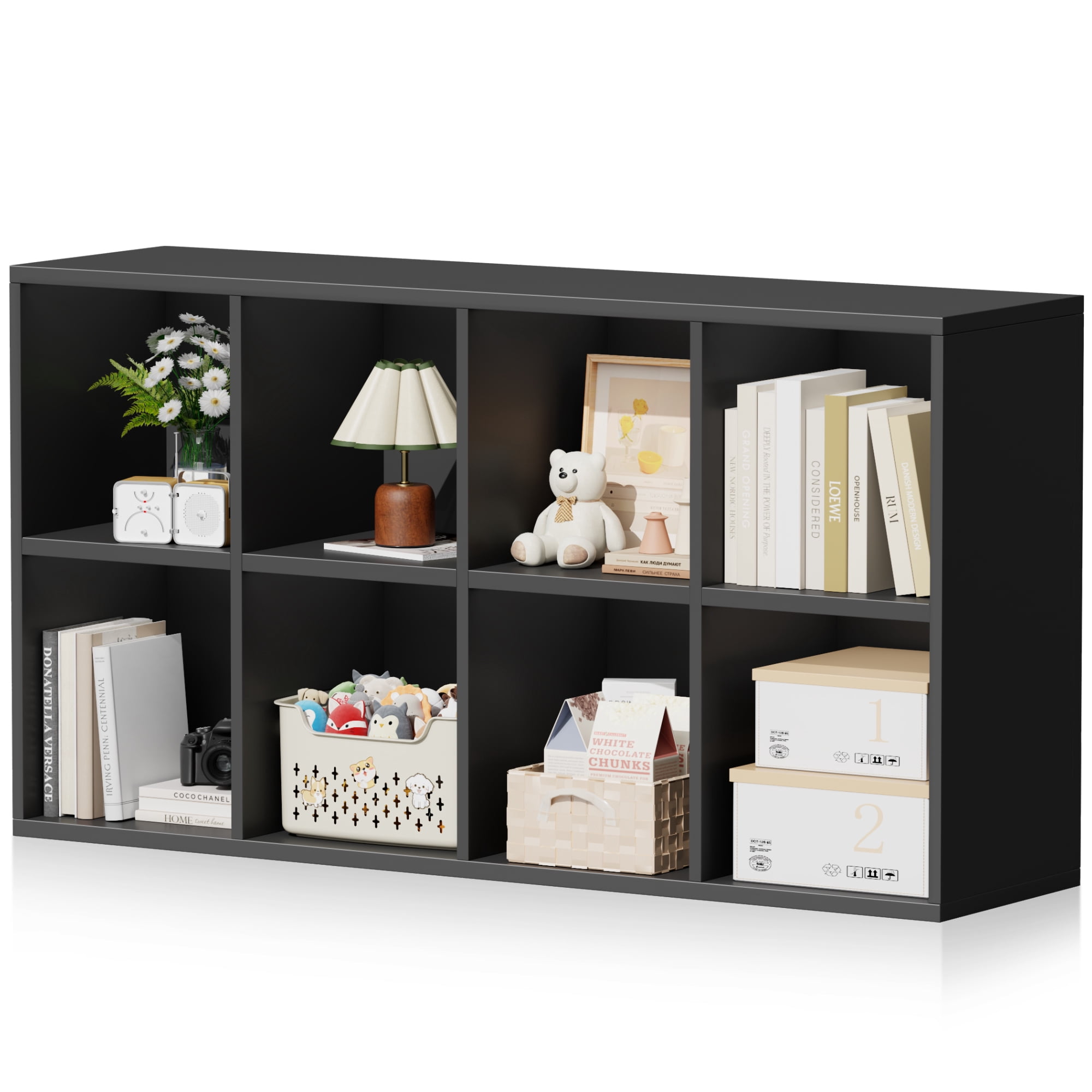Homall Footless 8-Cube Standing Bookshelf,Suitable for Living rooms, Offices,and Study Rooms,Black