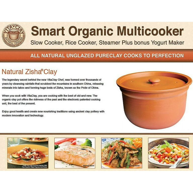 VitaClay Smart Organic Multicooker & Clay Insert - Oval, 8 Cup Dry /  4.2-Quart 