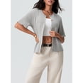 thumbnail image 3 of Gupgi Knitted Crop Cardigan for Women Short Sleeve Button Down Sweater Solid Color Ribbed Tops, 3 of 8